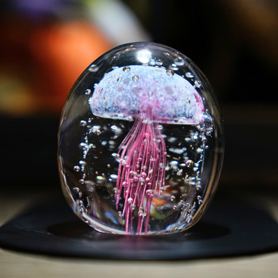 くらげオーナメント【ピンク】ガラス細工 飾り 新潟県 弥彦村