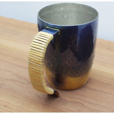 【冷たい口当たり】銅製 青藍色 ジョッキ(500ml) ビール 手作り 贈答品 新潟県 弥彦村