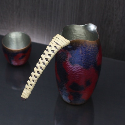 百年物語 銅製 茜色-錦-ちろり 手作り 日本酒　冷酒　酒器　伝統 贈答品 新潟県 弥彦村