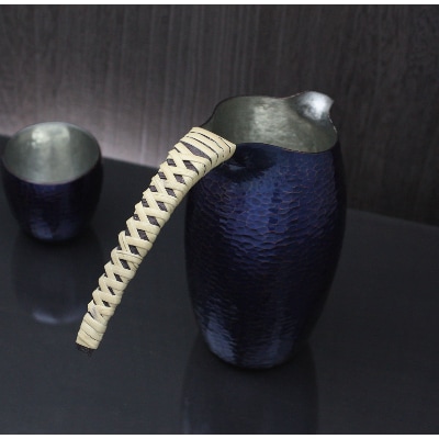 百年物語 銅製 青藍色 ちろり 手作り 日本酒　冷酒　酒器　伝統 贈答品  新潟県 弥彦村