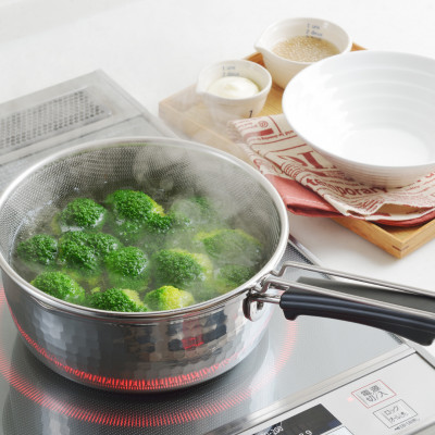 雪平鍋(20cm)＆ 片手ザル(20cm)2点セット【ガス・IH対応】新生活 新潟県 弥彦村