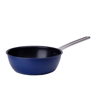栗原はるみ 深型フライパン24cm(ネイビー)【ガス火専用】ワイヤーハンドル 軽量 新潟県 弥彦村
