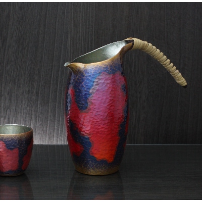 百年物語 銅製 茜色-錦-ちろり 手作り 日本酒　冷酒　酒器　伝統 贈答品 新潟県 弥彦村