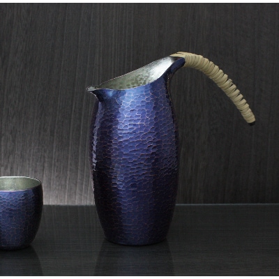 百年物語 銅製 青藍色 ちろり 手作り 日本酒　冷酒　酒器　伝統 贈答品  新潟県 弥彦村