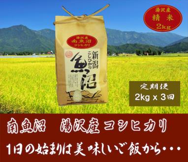 [3ヶ月定期便]令和5年産 湯沢産コシヒカリ[白米]2kg 精米したてのお米をお届け