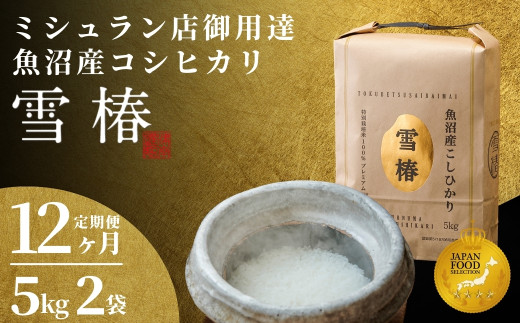 【2025年産新米】【12ヶ月定期便】最高級魚沼産コシヒカリ「雪椿」10kg (5kg×2袋)  特別栽培米127527-029