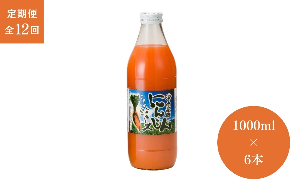 【12ヶ月定期便】津南高原にんじんミックスジュース 1000ml × 6本入 新潟県 津南町 (有)フジミヤ 127530-024