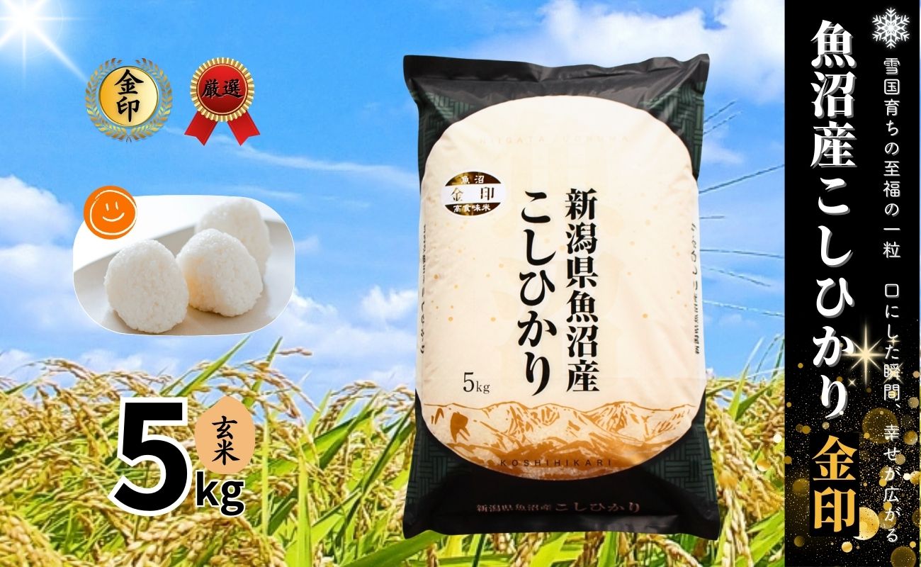 令和7年産 魚沼産コシヒカリ「金印」高食味米 玄米 5kg127534-030