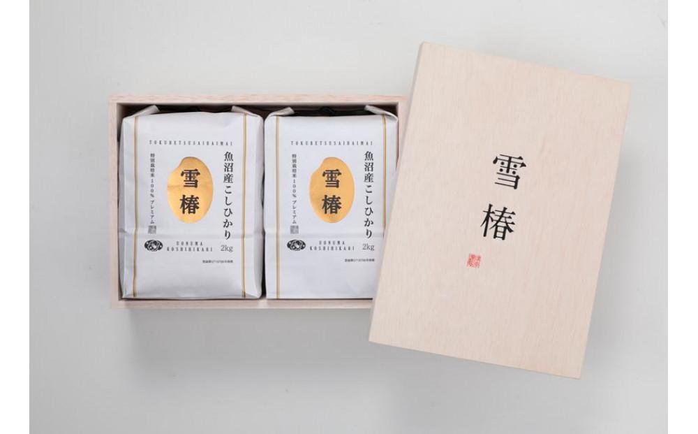 【令和7年産】魚沼産コシヒカリ 雪椿 2kg×2袋 特別栽培米 木箱入り127527-025