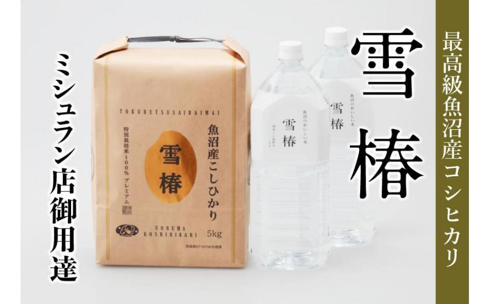 【2025年産新米】【至高セット】最高級魚沼産コシヒカリ「雪椿」魚沼のおいしいお水「雪椿」（5kg×1袋・2L×2本） 特別栽培米127527-026