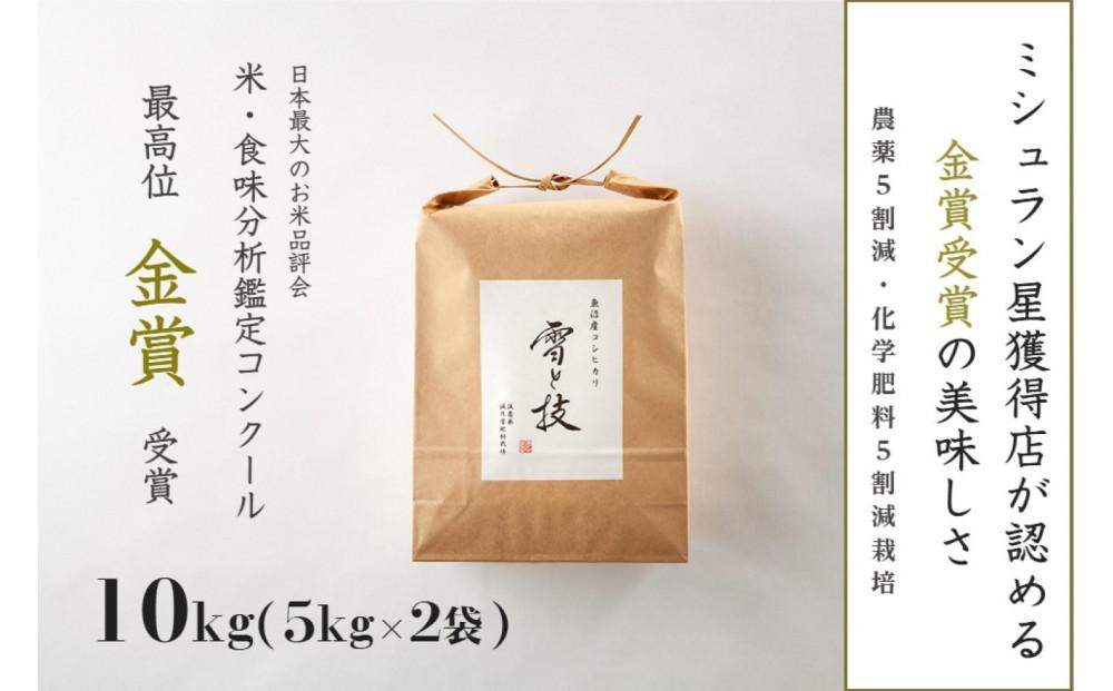 【2025年産新米】魚沼産コシヒカリ 雪と技 10kg(5kg×2袋) 金賞受賞 農薬5割減・化学肥料5割減栽培 藤ノ木株式会社127540-022