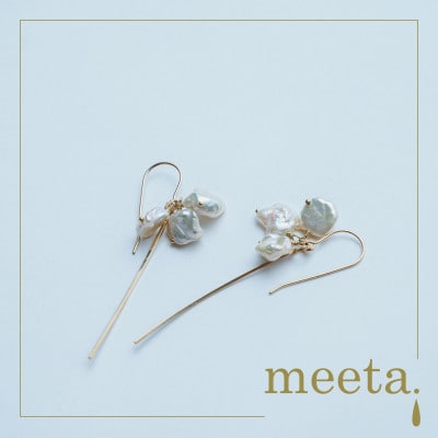 優雅な輝き 淡水パール＆金線フックピアス 関川村の手仕事【配送不可地域：沖縄県】