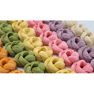 富山県砺波市　180年の技法を伝承した手延べ麺　花の形が可愛いカラフル素麺　柿里「絲　9袋入」