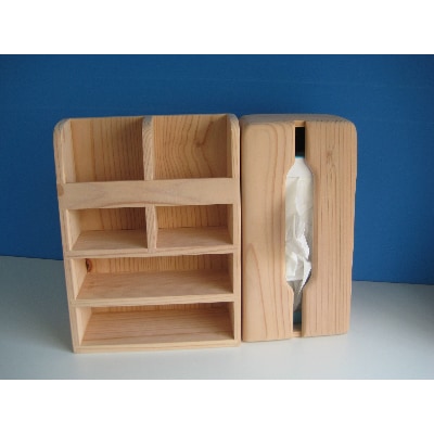 立山杉　縦型小棚＆縦型ティッシュボックス　セット