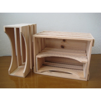 立山杉　フリーボックス＆木製ラック(2個)セット