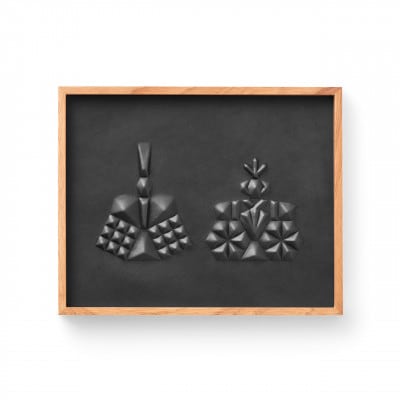 colm ひな人形 ブラック「本革を立体成型してつくった現代のインテリアに馴染むひな人形」