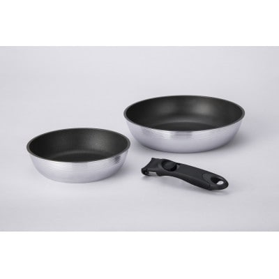 取っ手の取れるフライパン　キャストバリウス　ガス火用　3点セット