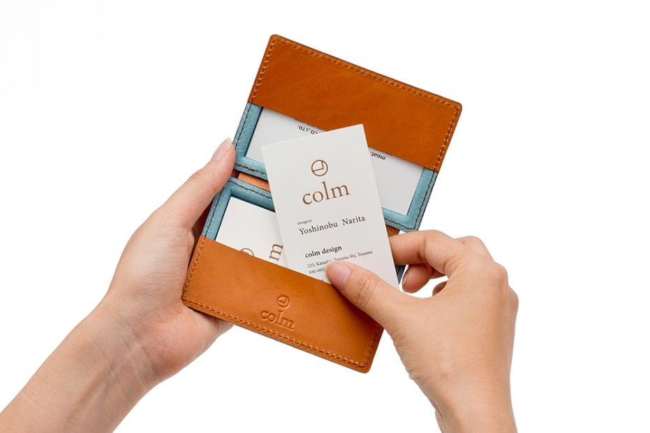 colm名刺入れ　ブラウン　立体成型で作った本革製カードケース