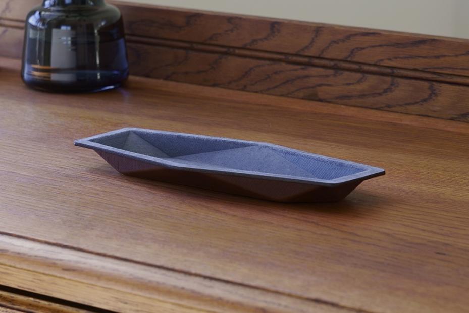 colm多角形レザートレイMサイズ　ブルーグレー　独自立体成型製法　