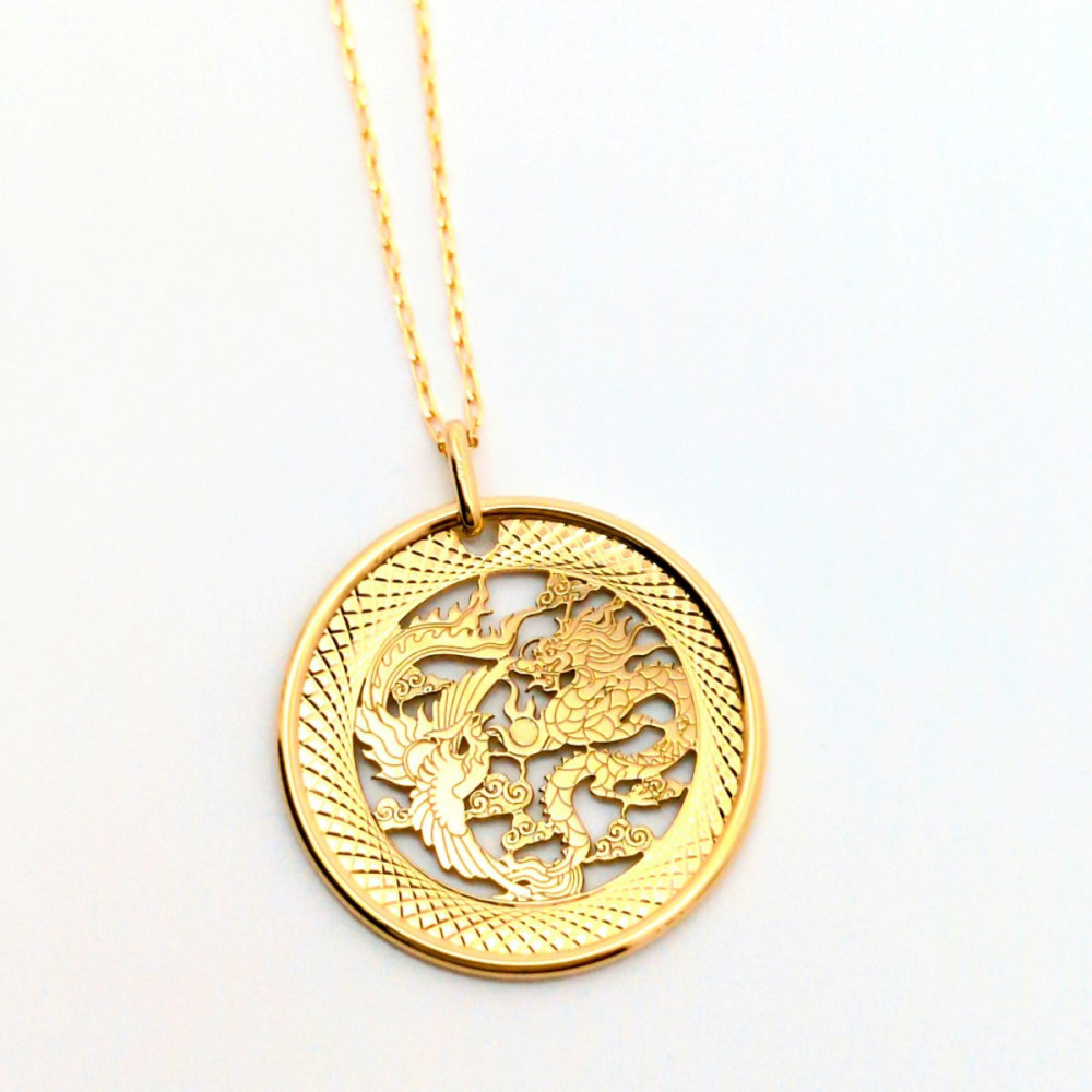 【18金イエローゴールド 龍鳳呈祥ペンダントトップ】富山県 富山市 贈り物 おすすめ ギフト 記念