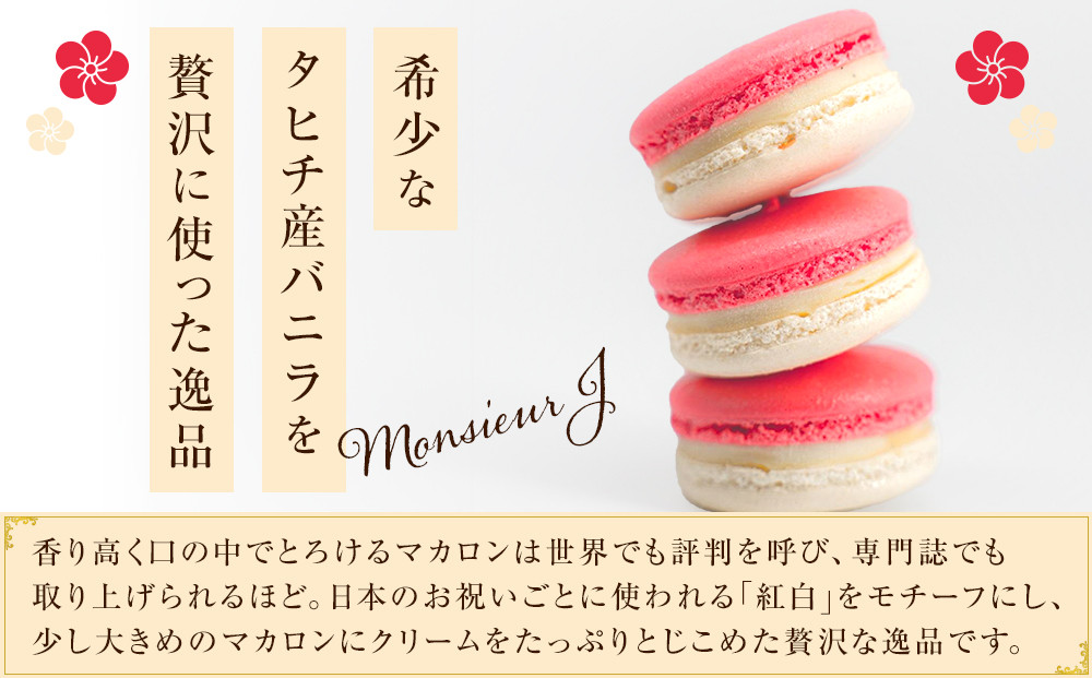 フランス人パティシエ手作り 縁起の良い プレミアム紅白マカロン10 個入り