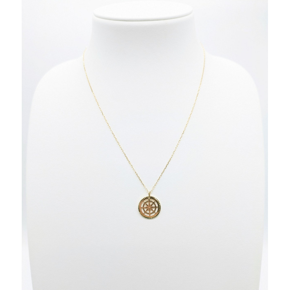 【18金イエローゴールドネックレス 羅針盤ペンダントトップ グリームカット長小豆0.25φ 45cm】富山県 富山市 贈り物 おすすめ ギフト 記念