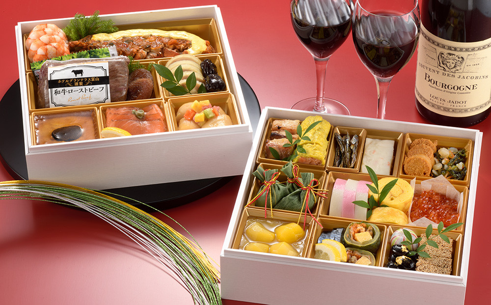 ＜富山大和百貨店選定＞ ホテルグランテラス富山　和洋二段重　春二重おせち　3～4人前 12月31日お届け ホテルのおせち おせち料理2026 冷蔵 和風 洋風 3人 4人 高級 お祝い 新年 特別な日 お取り寄せ