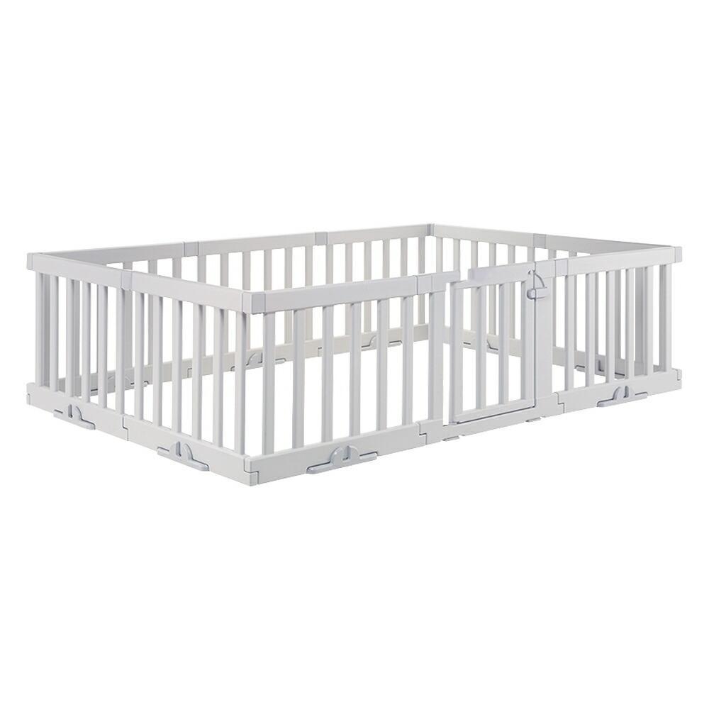 パーテーションにも使えるベビーサークル  10枚セット(ドア付)　ライトグレー