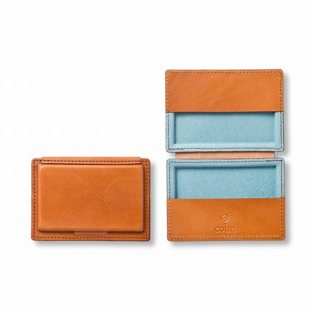 colm名刺入れ　キャメル　立体成型で作った本革製カードケース