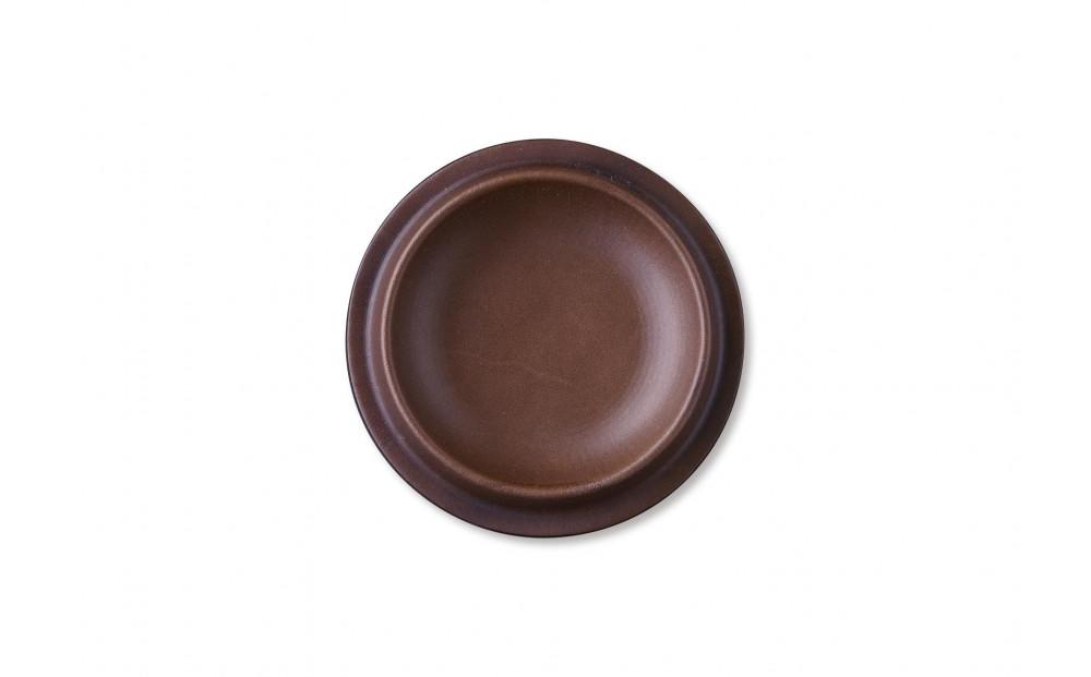 colmレザートレイ丸型Sサイズ　ブラウン　立体成型で作った本革製トレー