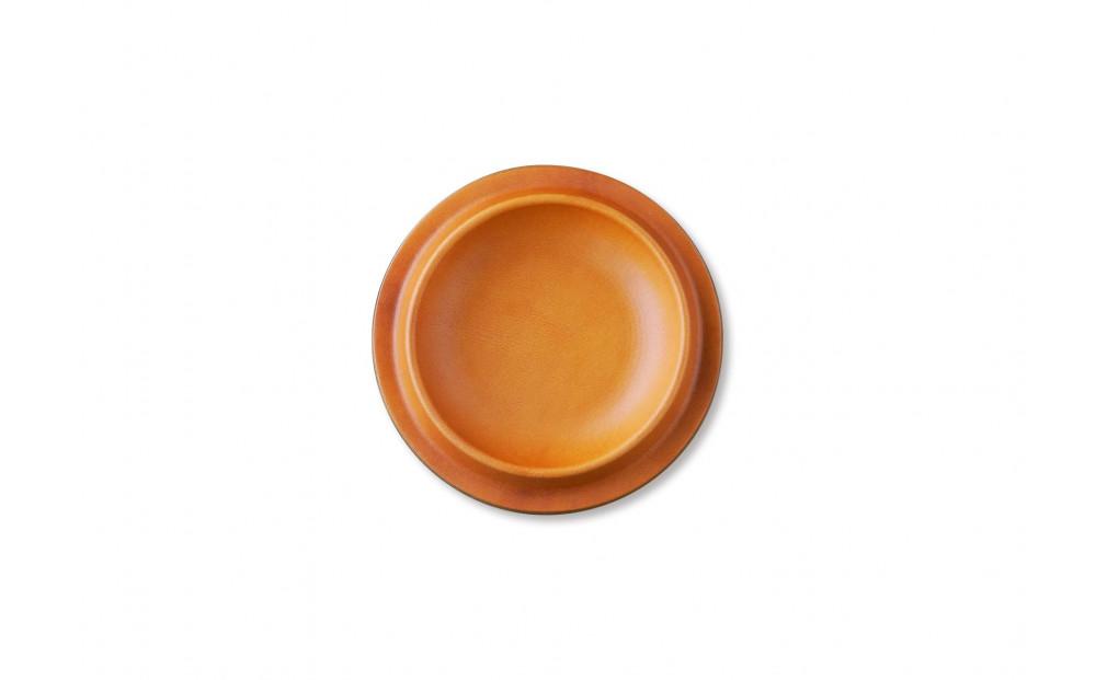 colmレザートレイ丸型Sサイズ　キャメル　立体成型で作った本革製トレー
