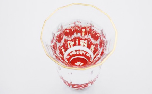 螺鈿ガラス 金杯（万華鏡） 桜（貝入）朱 高岡漆器 グラス 