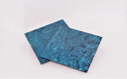 momentum factory Orii 銅板コースター2枚組（オリイブルー）高岡