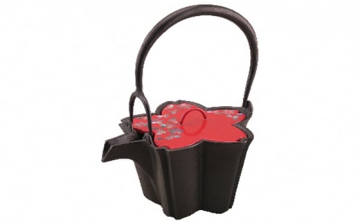 【高岡銅器】鉄燗鍋 桜漆螺鈿蓋付 花 桜形 酒注 鉄蓋 火に