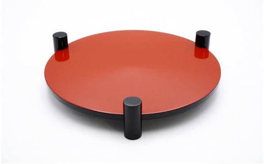 三つ足両面台 民芸品 工芸品 雑貨 日用品 朱色 片面 黒色 塗