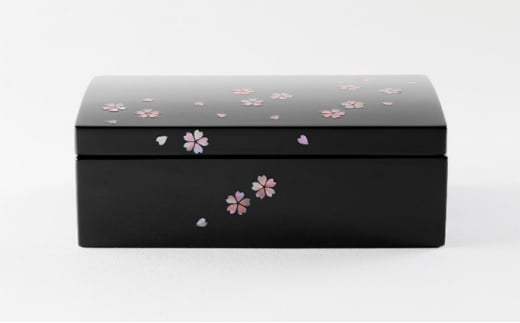 長角小箱 桜（貝入）黒 雑貨 日用品 工芸品  FAD-1223