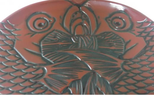 ［高岡漆器］ 飾盆 二匹鯛彫 インテリア 工芸品  FAD-1230