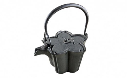 【高岡銅器】鉄燗鍋 桜漆螺鈿蓋付 花 桜形 酒注 鉄蓋 火に