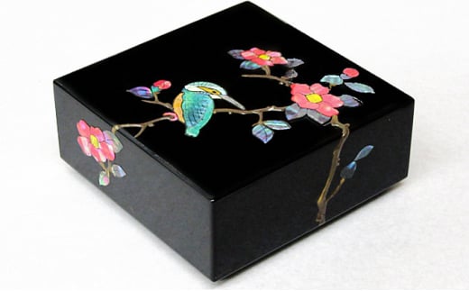 小箱 錆絵花鳥 椿 民芸品 工芸品 伝統技術 おしゃれ キレイ 