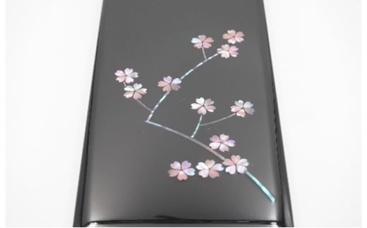 ペンBOX 桜（貝入）黒 雑貨 日用品 文房具 工芸品  FAD-1220