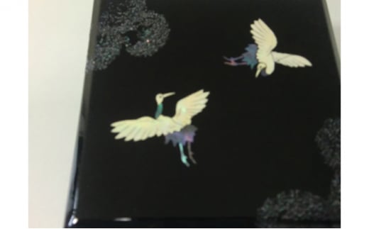 小箱 双鶴（貝入）黒 雑貨 日用品 工芸品  FAD-1221
