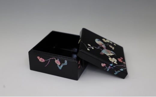 小箱 花鳥（貝入）黒 雑貨 日用品 工芸品  FAD-1222