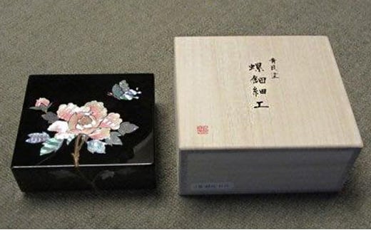 【高岡漆器】小箱　錆絵花鳥　牡丹　螺鈿 収納 ケース 整