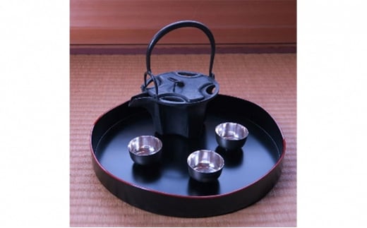 【高岡銅器】アルミ鋳物 燗鍋 七宝 黒 民芸品 工芸品 伝統