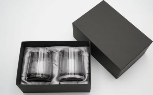 グラスセット 桜・赤富士（貝入）黒 酒器 工芸品 ガラス 高