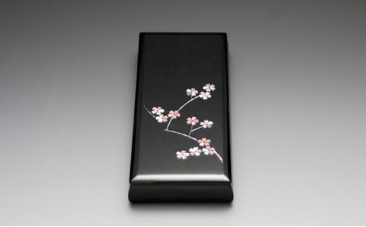 ペンBOX 桜（貝入）黒 雑貨 日用品 文房具 工芸品  FAD-1220