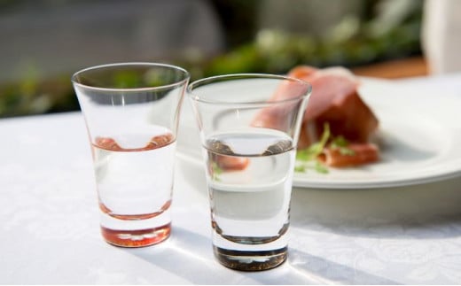 螺鈿ガラス/杯クリスタル 桜（貝入）黒朱2個セット 高岡漆