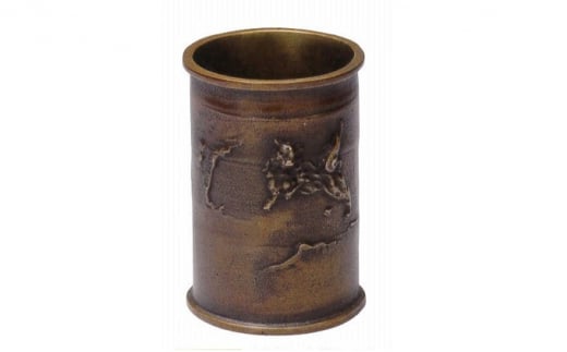 唐獅子文筆筒 高岡銅器 民芸品 工芸品 雑貨 日用品  FAD-0064