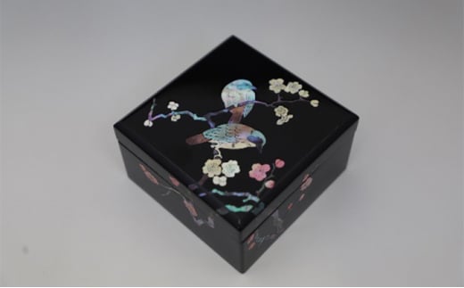 小箱 花鳥（貝入）黒 雑貨 日用品 工芸品  FAD-1222