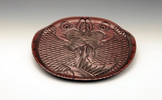 ［高岡漆器］ 飾盆 二匹鯛彫 インテリア 工芸品  FAD-1230